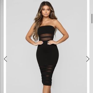 Fashion nova all meshed up black midi dress, small